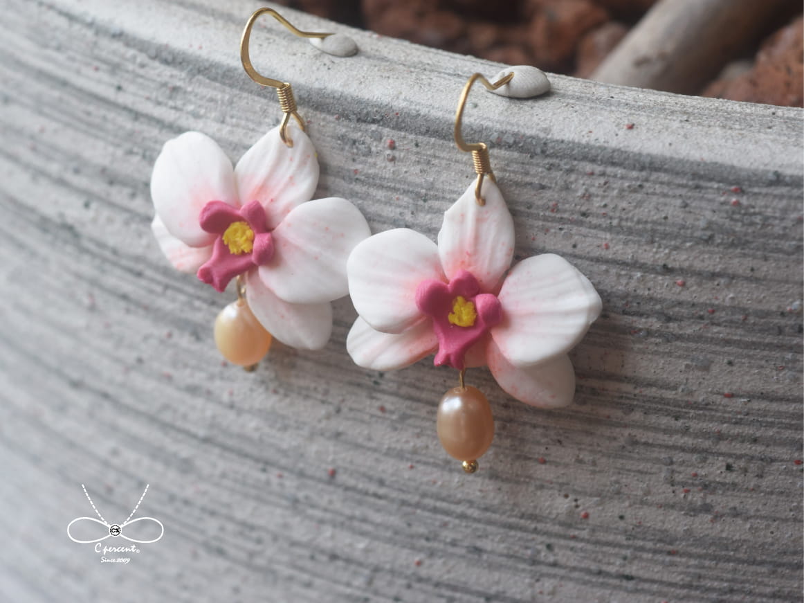 蘭花 | 母親節禮物 手工軟陶土耳環 春天耳環 - 飾品圖片第2張